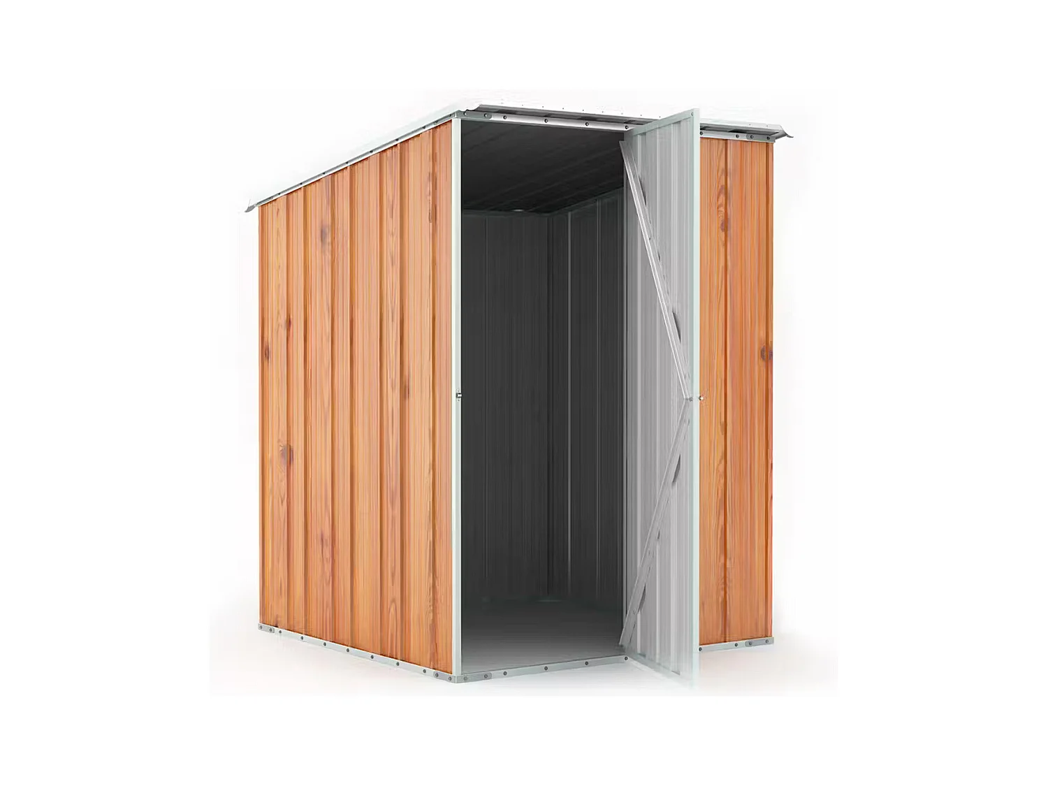 Box in Acciaio Zincato Casetta da Giardino in Lamiera 1.55 x 1.75 m x h2.02 m - 60 KG – 2.71 mq - colore effetto legno