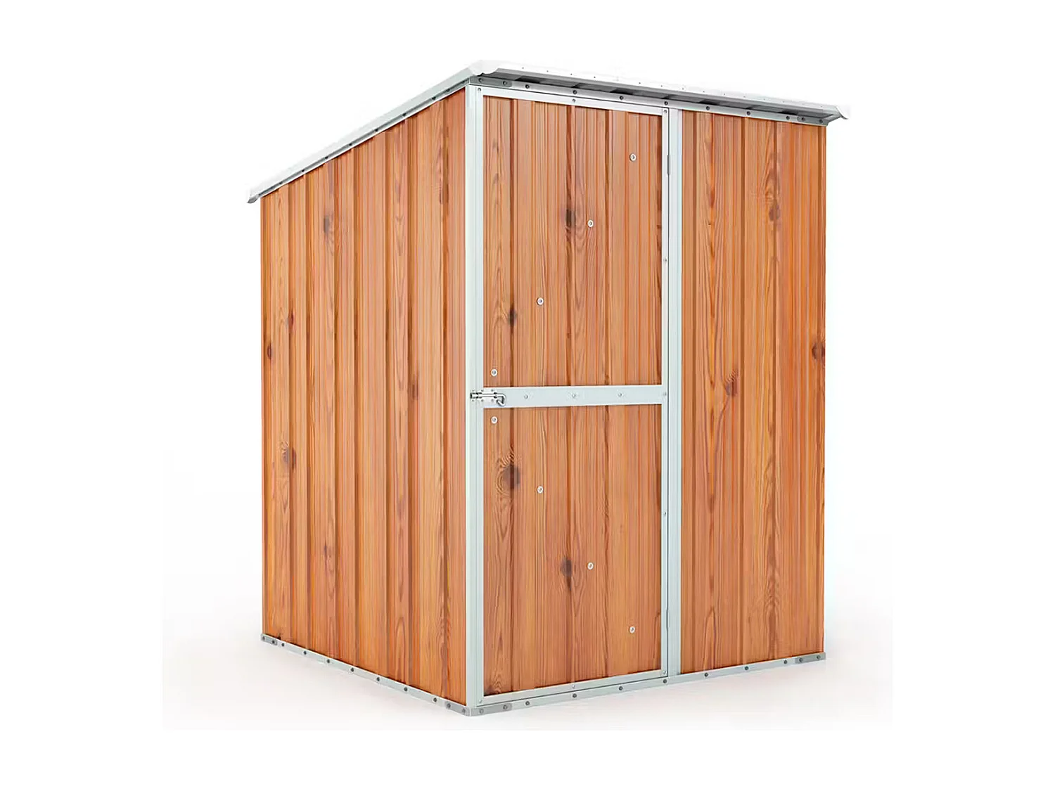 Box in Acciaio Zincato Casetta da Giardino in Lamiera 1.55 x 1.75 m x h2.02 m - 60 KG – 2.71 mq - colore effetto legno