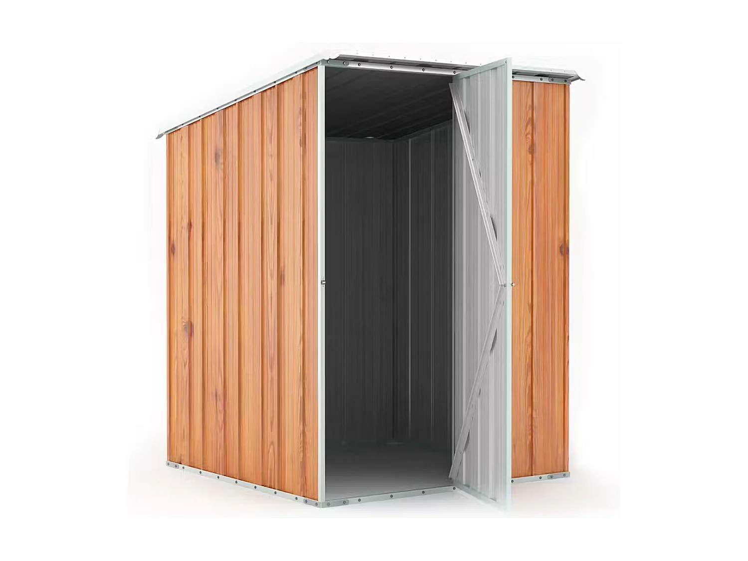 Box in Acciaio Zincato Casetta da Giardino in Lamiera 1.55 x 1.75 m x h2.02 m - 60 KG – 2.71 mq - colore effetto legno