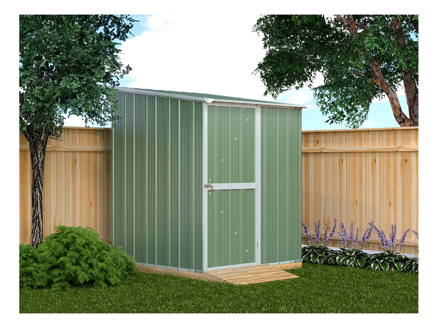 Box in Acciaio Zincato Casetta da Giardino in Lamiera 1.55 x 1.75 m x h2.02 m - 60 KG – 2.71 metri quadri - VERDE