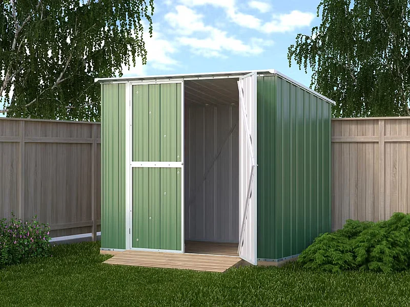 Box in Acciaio Zincato Casetta da Giardino in Lamiera 2.31 x 1.75 m x h2.02 m - 81 KG – 4.04 metri quadri - VERDE