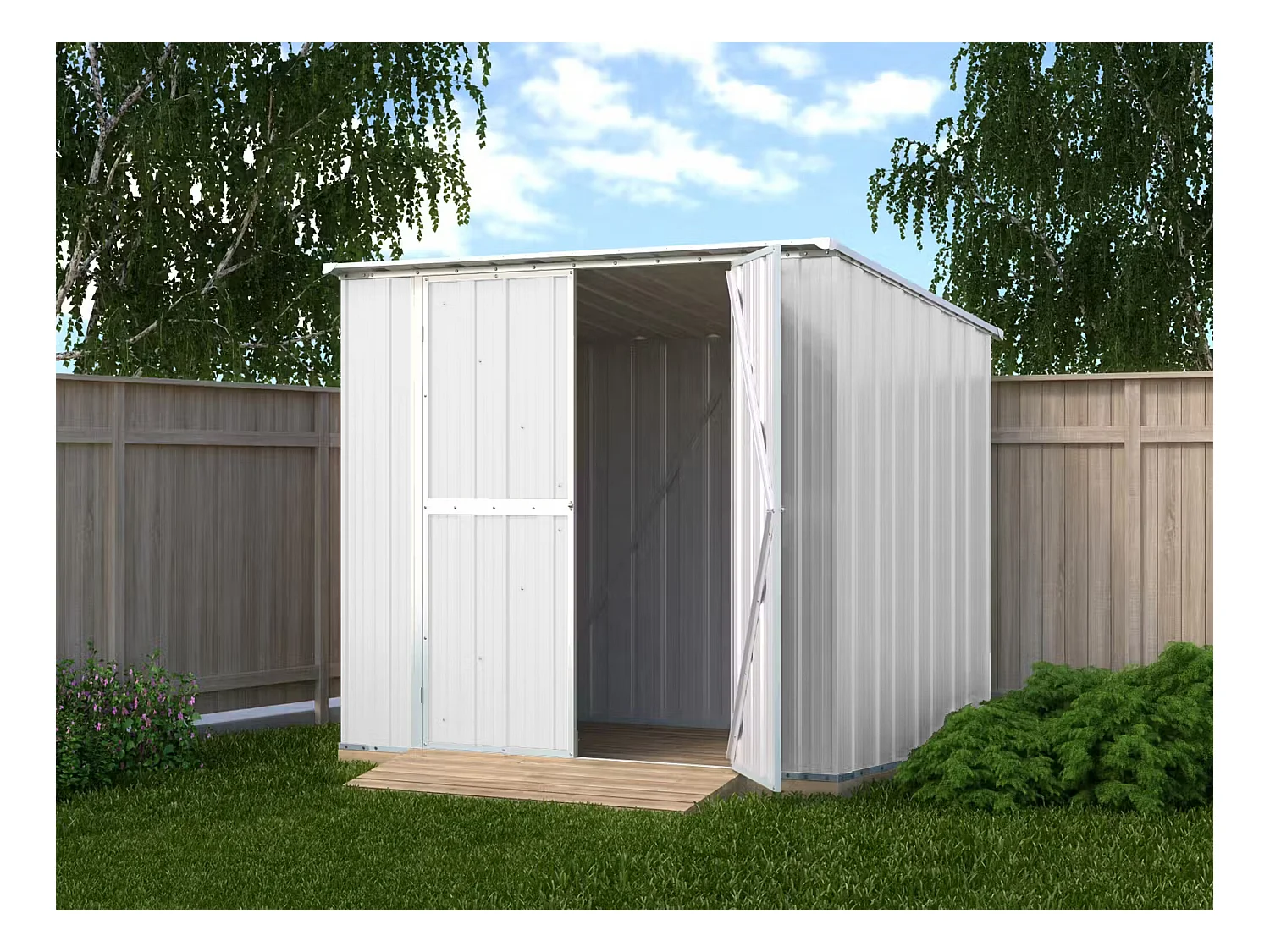 Box in Acciaio Zincato Casetta da Giardino in Lamiera 2.31 x 1.75 m x h2.02 m - 81 KG – 4.04 metri quadri - BIANCO