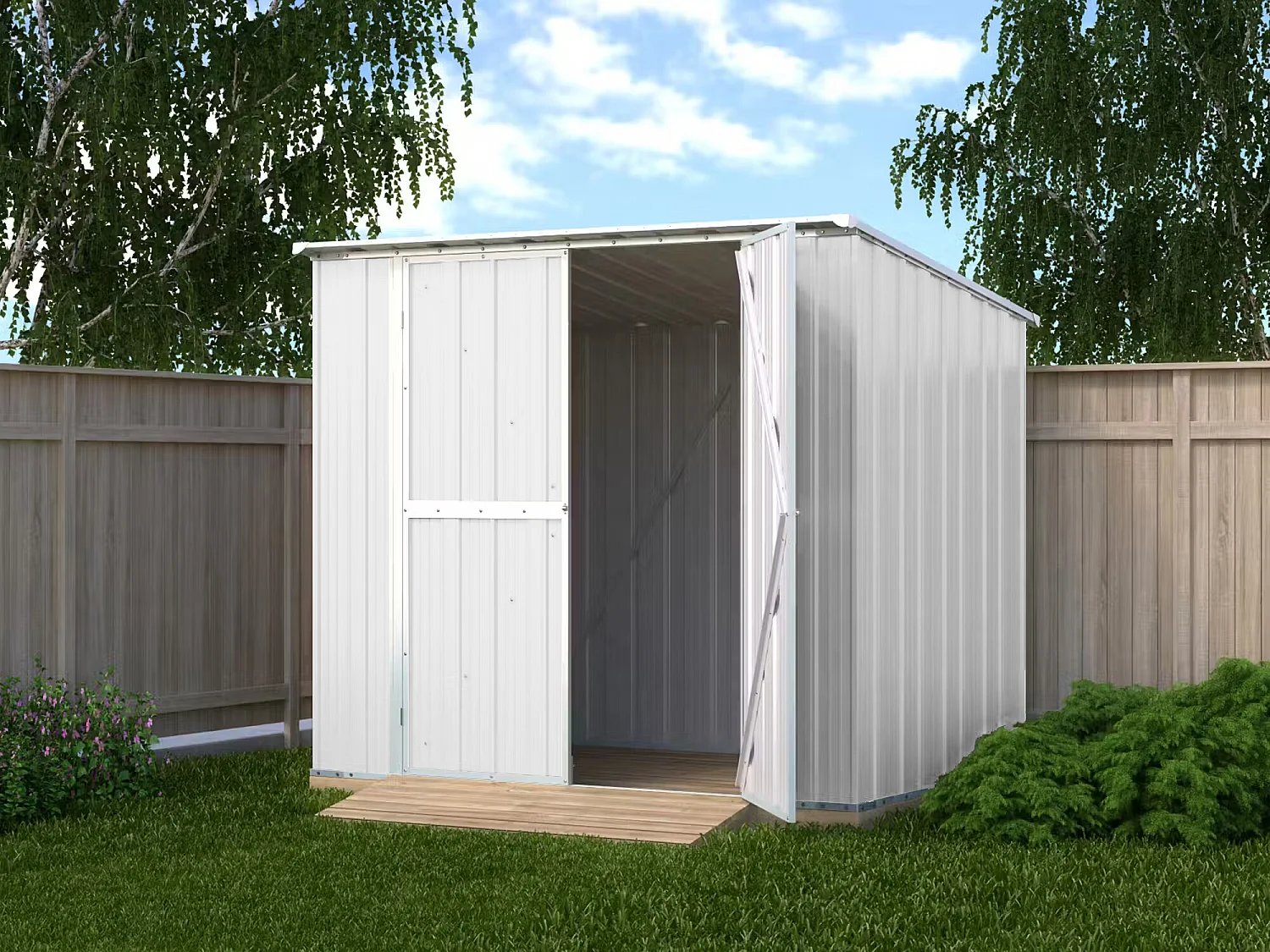 Box in Acciaio Zincato Casetta da Giardino in Lamiera 2.31 x 1.75 m x h2.02 m - 81 KG – 4.04 metri quadri - BIANCO