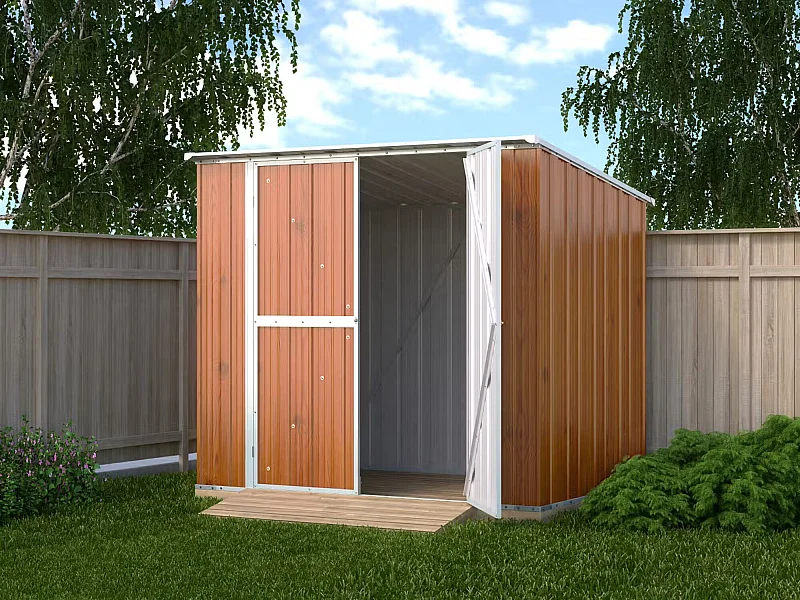 Box in Acciaio Zincato Casetta da Giardino in Lamiera 2.31 x 1.75 m x h2.02 m - 81 KG – 4.04 metri quadri - FINITURA LEGNO