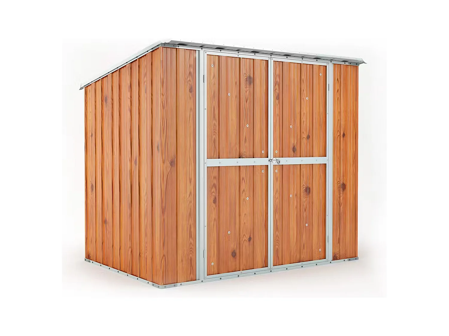 Box in Acciaio Zincato Casetta da Giardino in Lamiera 2.31 x 1.75 m x h2.02 m - 81 KG – 4.04 metri quadri - FINITURA LEGNO