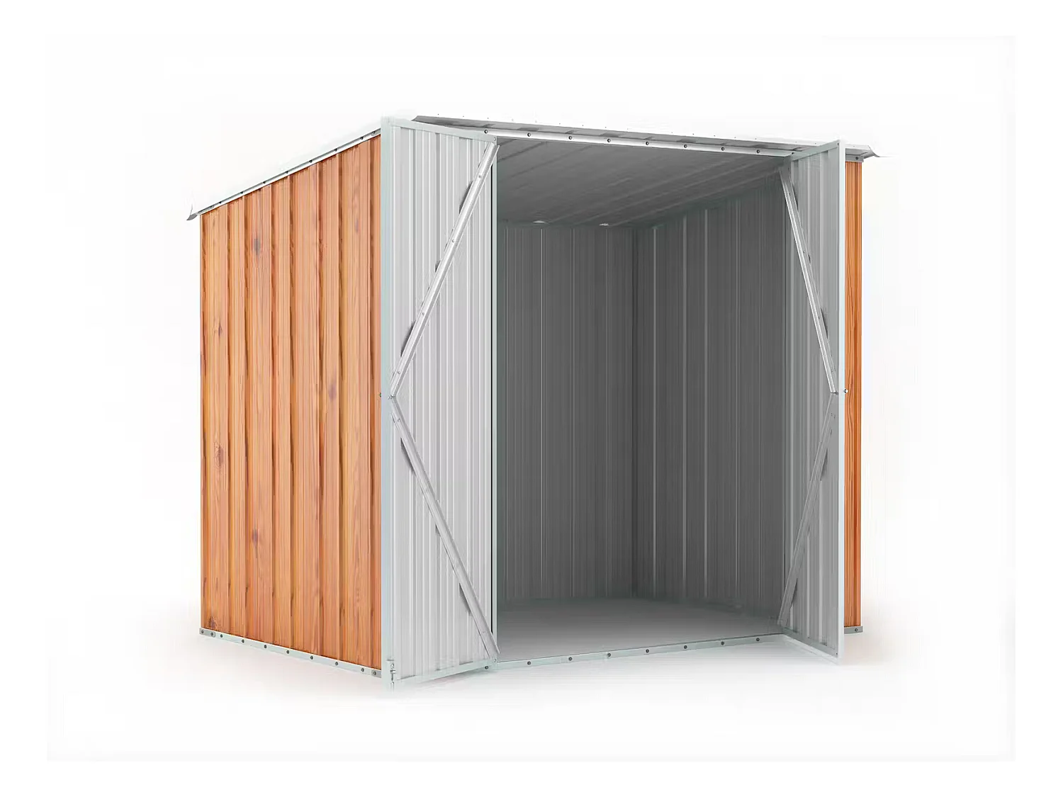 Box in Acciaio Zincato Casetta da Giardino in Lamiera 2.31 x 1.75 m x h2.02 m - 81 KG – 4.04 metri quadri - FINITURA LEGNO