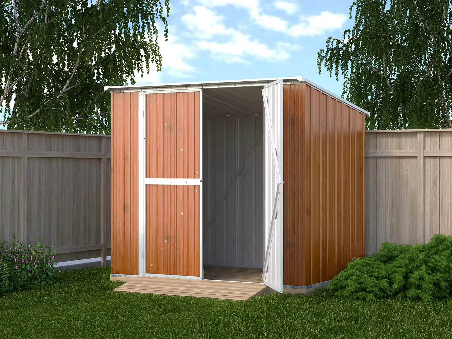 Box in Acciaio Zincato Casetta da Giardino in Lamiera 2.31 x 1.75 m x h2.02 m - 81 KG – 4.04 metri quadri - FINITURA LEGNO