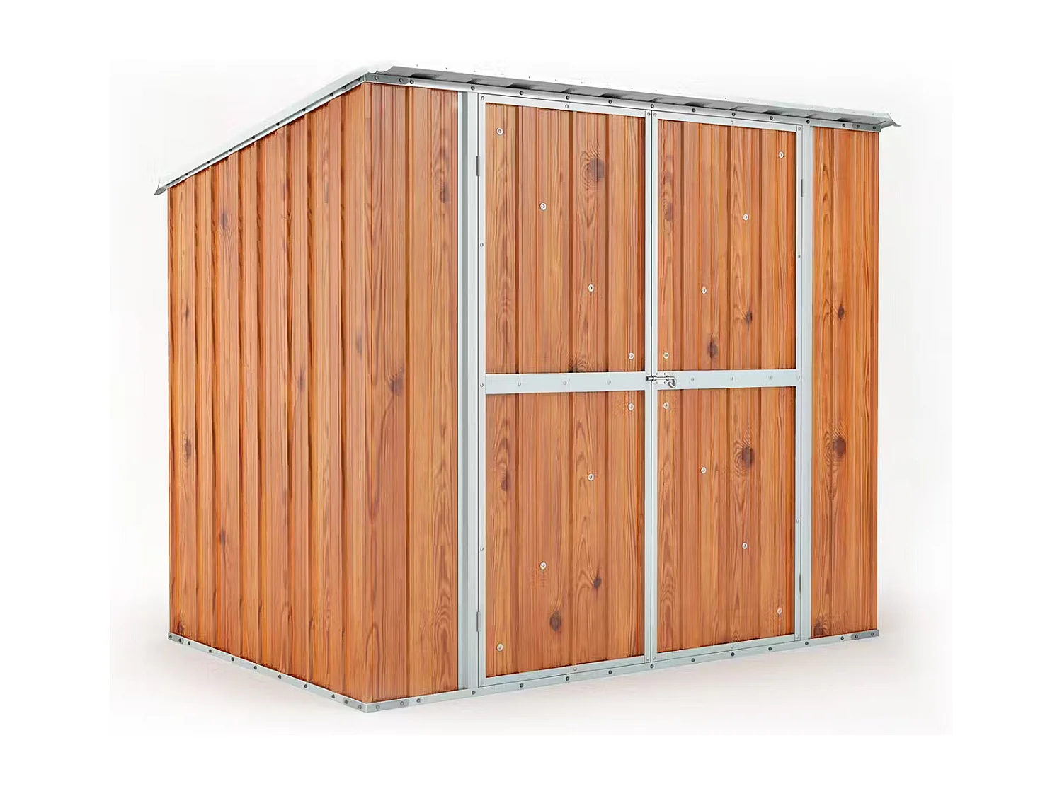 Box in Acciaio Zincato Casetta da Giardino in Lamiera 2.31 x 1.75 m x h2.02 m - 81 KG – 4.04 metri quadri - FINITURA LEGNO