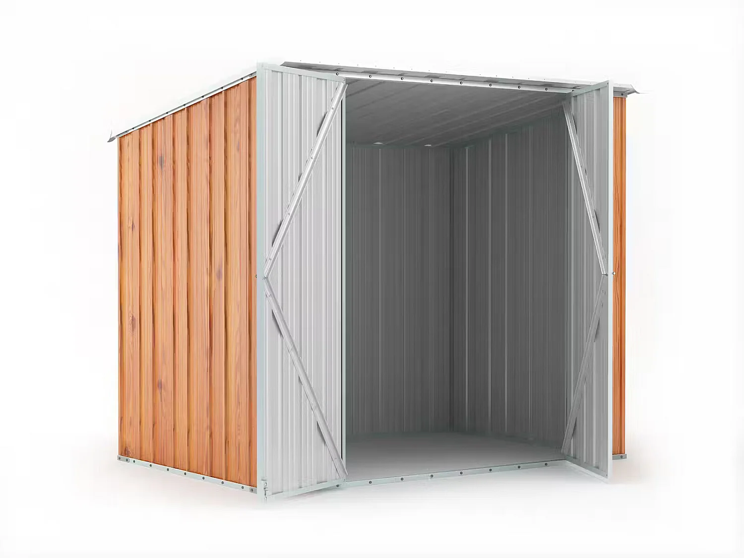 Box in Acciaio Zincato Casetta da Giardino in Lamiera 2.31 x 1.75 m x h2.02 m - 81 KG – 4.04 metri quadri - FINITURA LEGNO