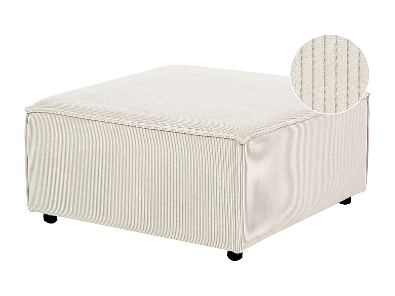Ottoman ARDAL Velours côtelé Blanc cassé