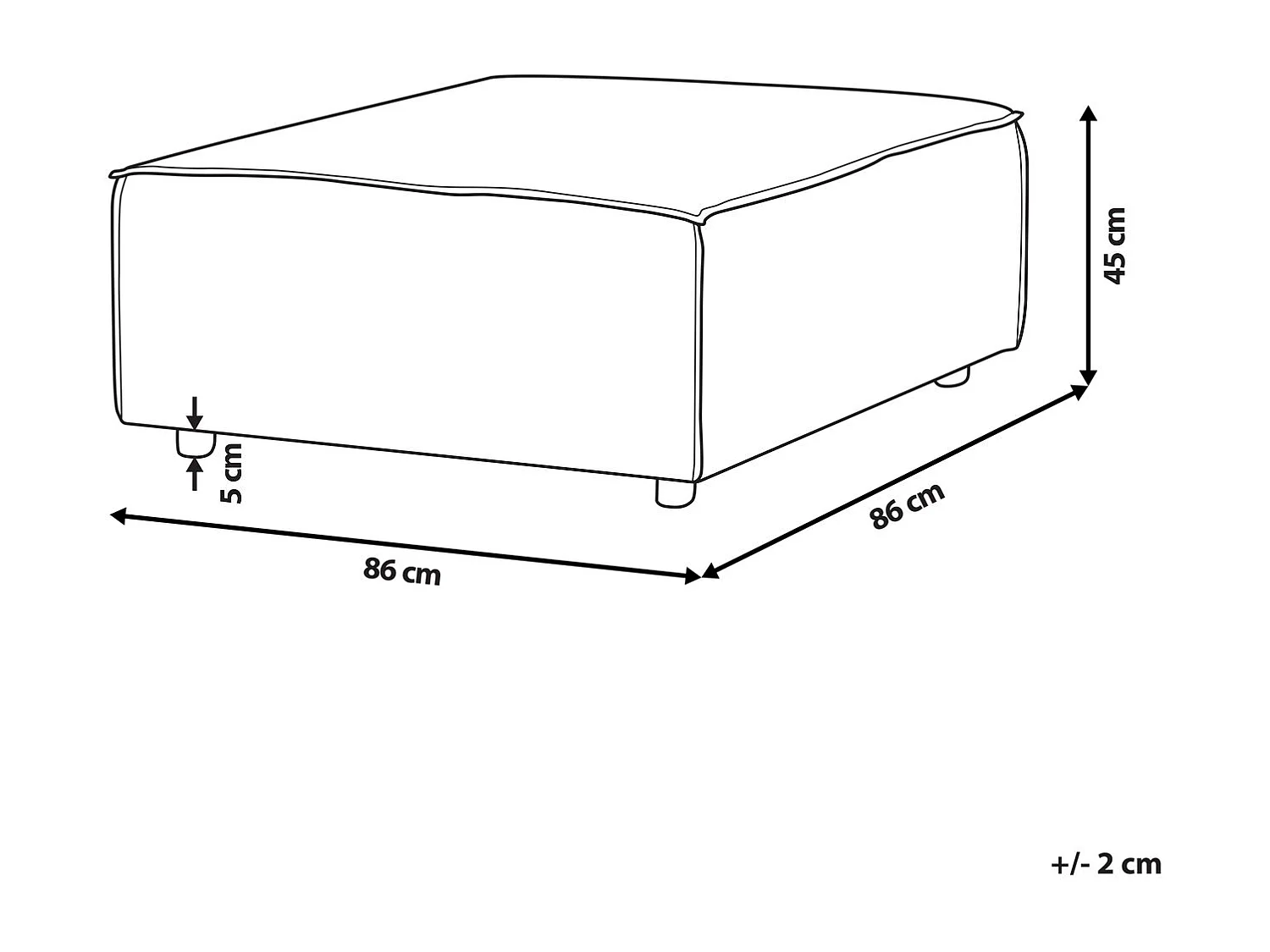 Ottoman ARDAL Velours côtelé Blanc cassé