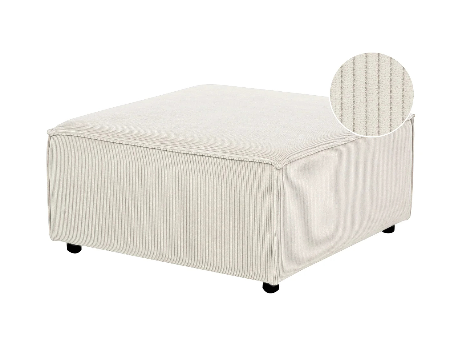Ottoman ARDAL Velours côtelé Blanc cassé