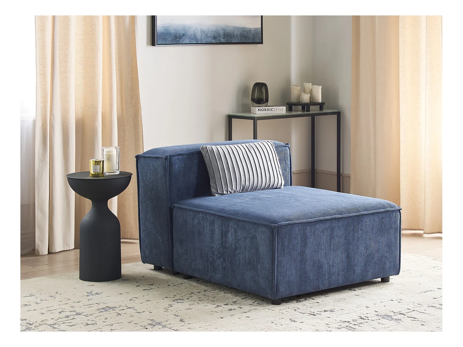 Module fauteuil ARDAL Velours côtelé Bleu foncé