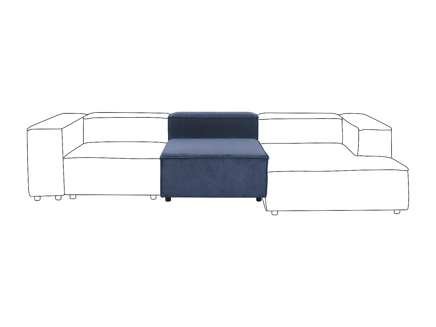 Module fauteuil ARDAL Velours côtelé Bleu foncé