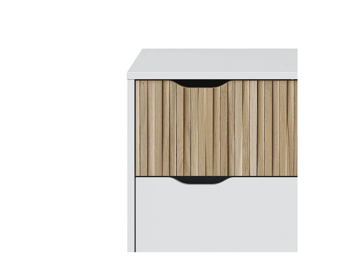 Cassettiera da camera da letto con 3 cassetti Noite Modern Bedroom in Artik Bianco e Rovere Naturale 71x76x40 cm