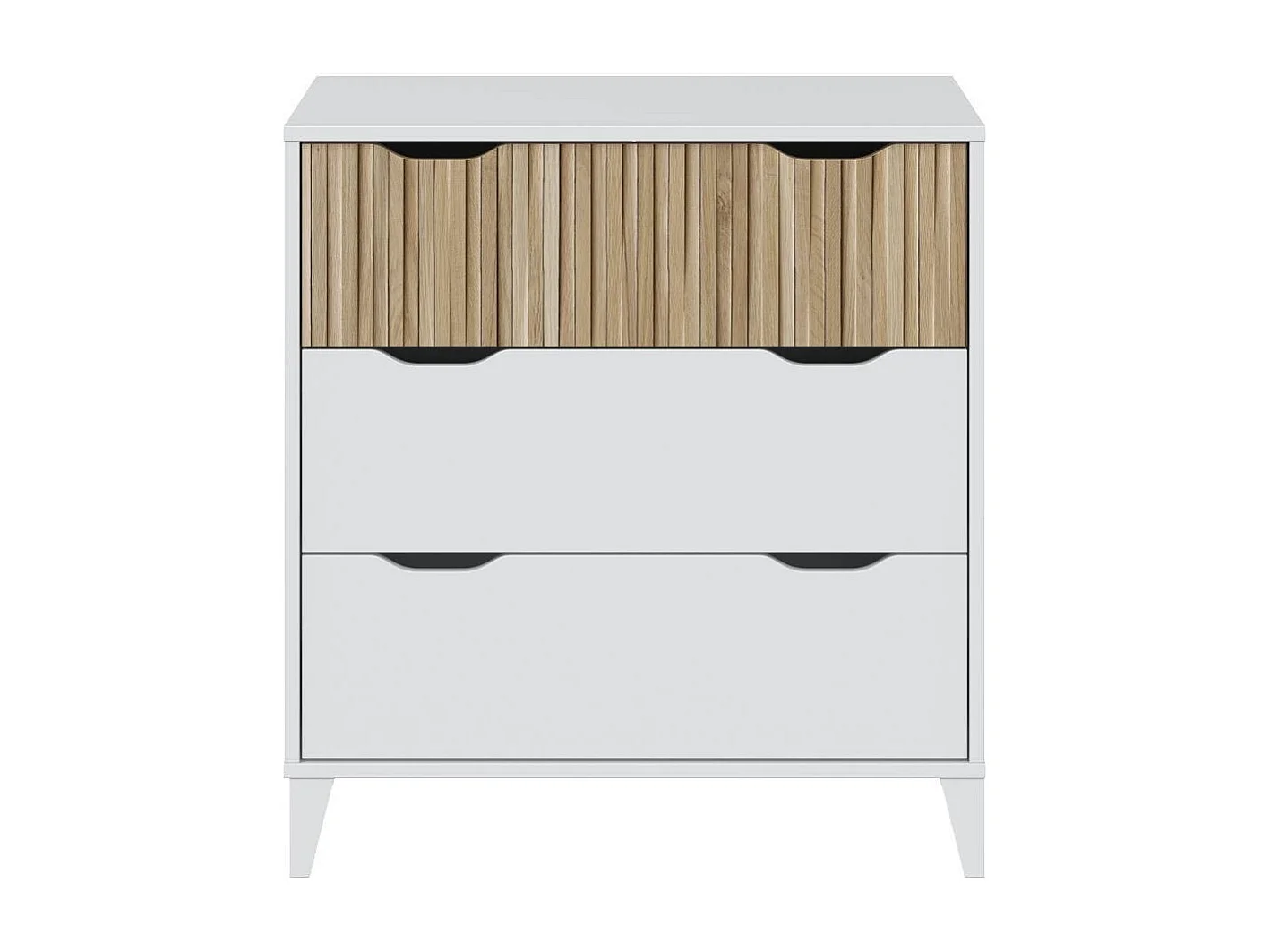 Commode de nuit nordique en chêne et blanc Artik, 3 tiroirs, 71 x 76 x 40 cm