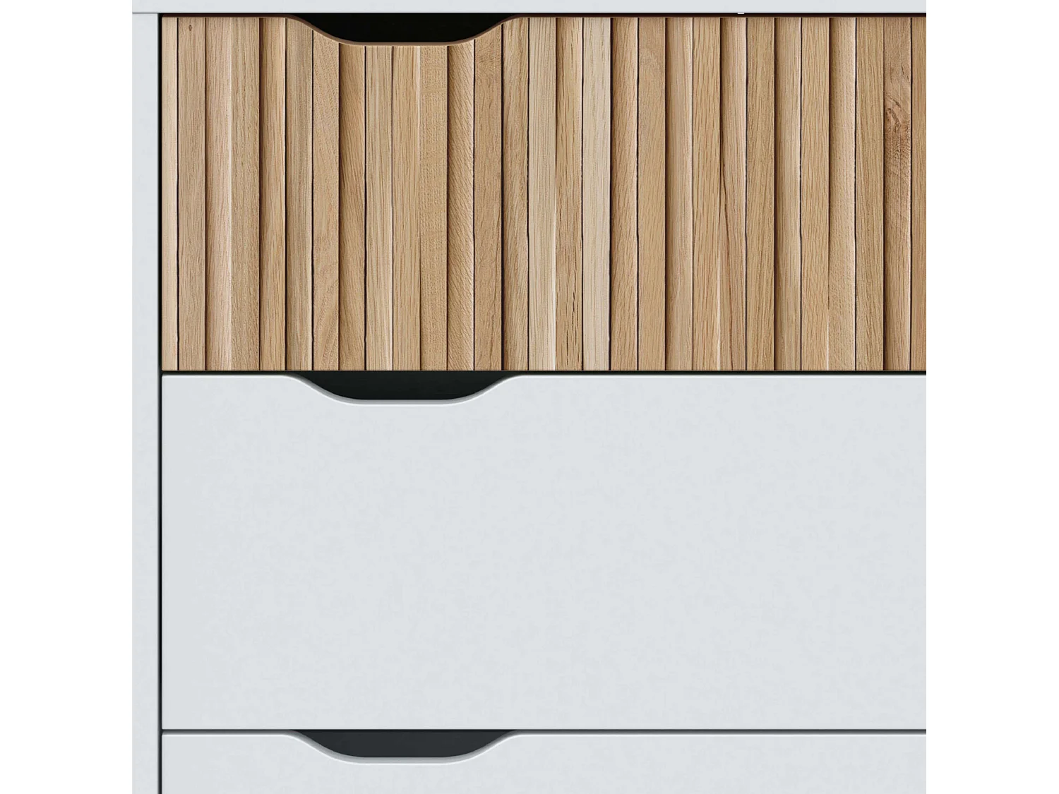 Commode de nuit nordique en chêne et blanc Artik, 3 tiroirs, 71 x 76 x 40 cm