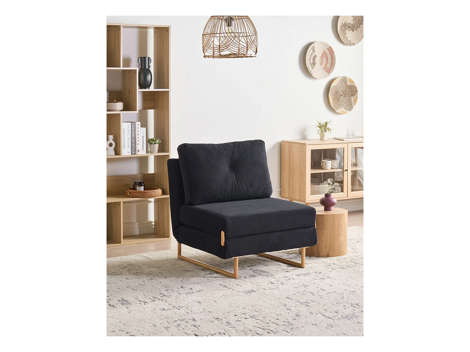 Fauteuil convertible JERSLEV Tissu Noir