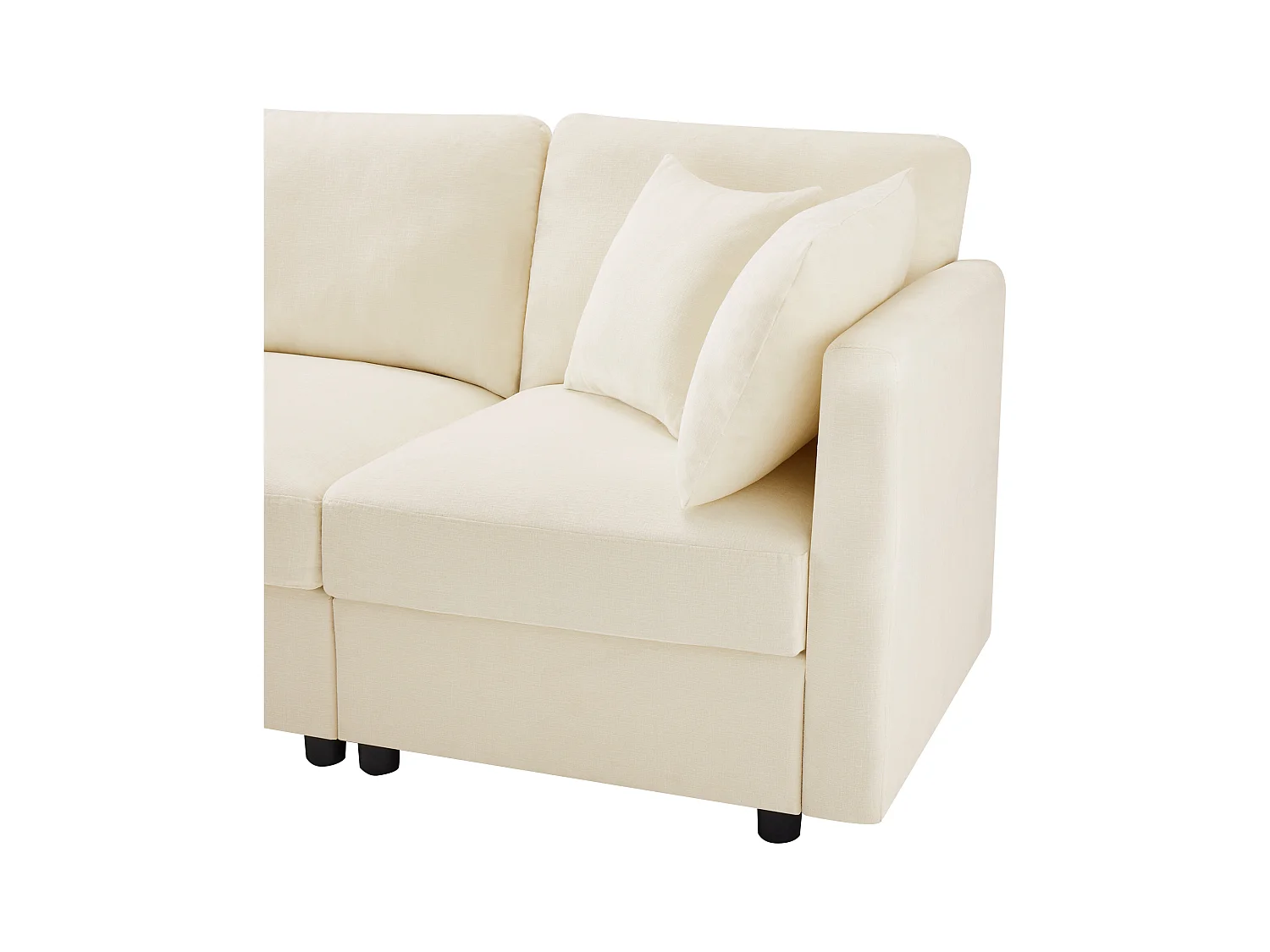 Canapé d'angle en L - 3 places - avec repose-pieds - 4 coussins - accoudoirs réglables - Beige