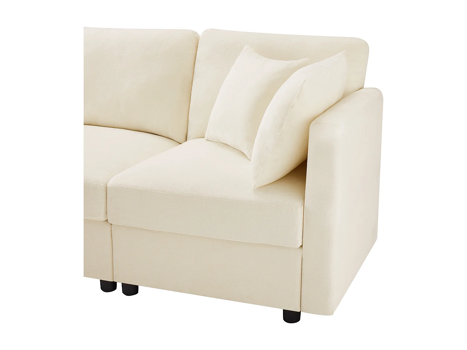 Ecksofa in L-Form - 3-sitzig - mit Fußstütze - 4 Kissen - verstellbare Armlehnen - Beige