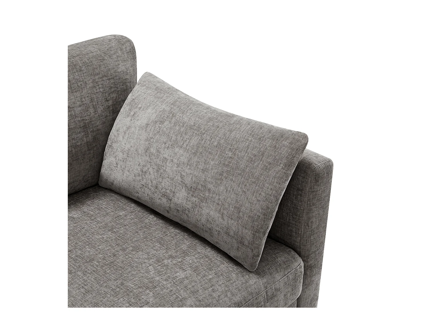 Canapé d'angle en L - 3 places - avec repose-pieds - 4 coussins - accoudoirs réglables - Gris