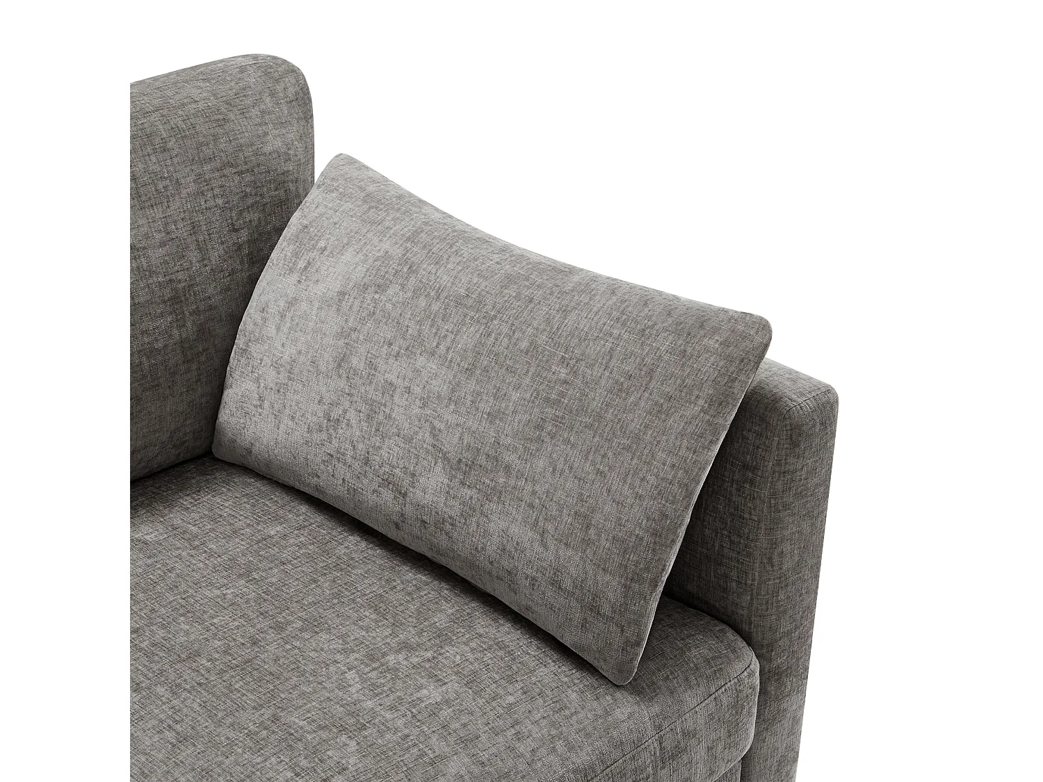 Canapé d'angle en L - 3 places - avec repose-pieds - 4 coussins - accoudoirs réglables - Gris