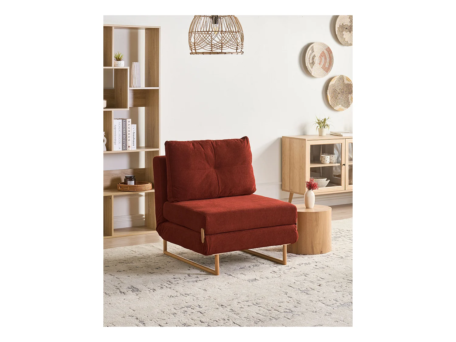 Fauteuil convertible JERSLEV Tissu Rouge