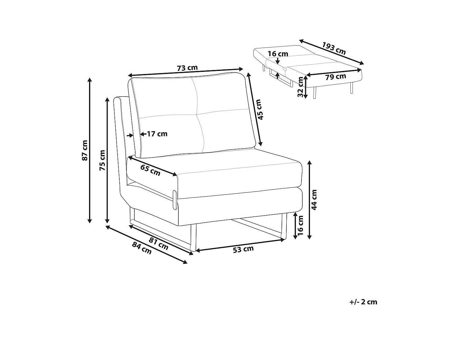Fauteuil convertible JERSLEV Tissu Rouge