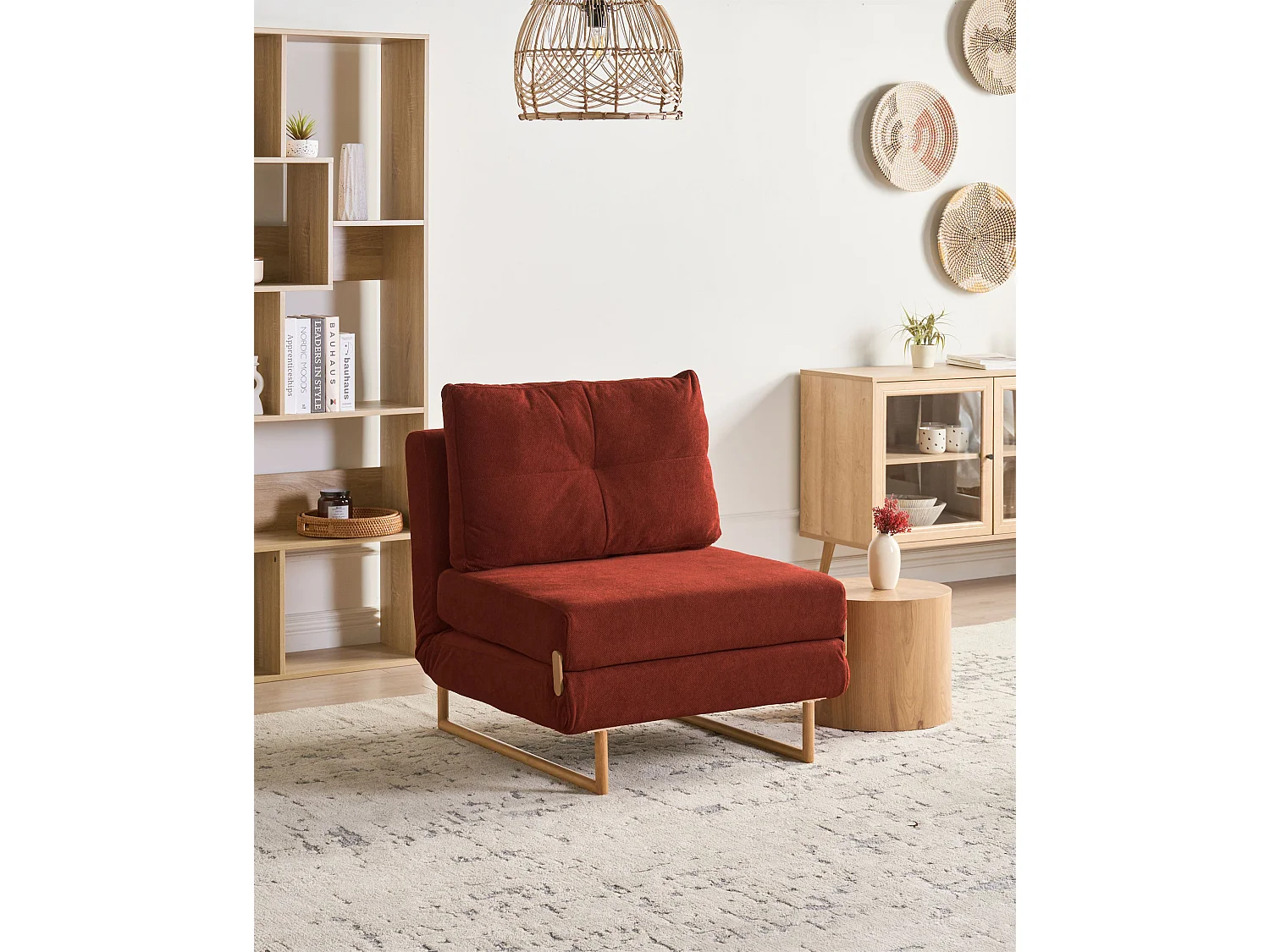 Fauteuil convertible JERSLEV Tissu Rouge