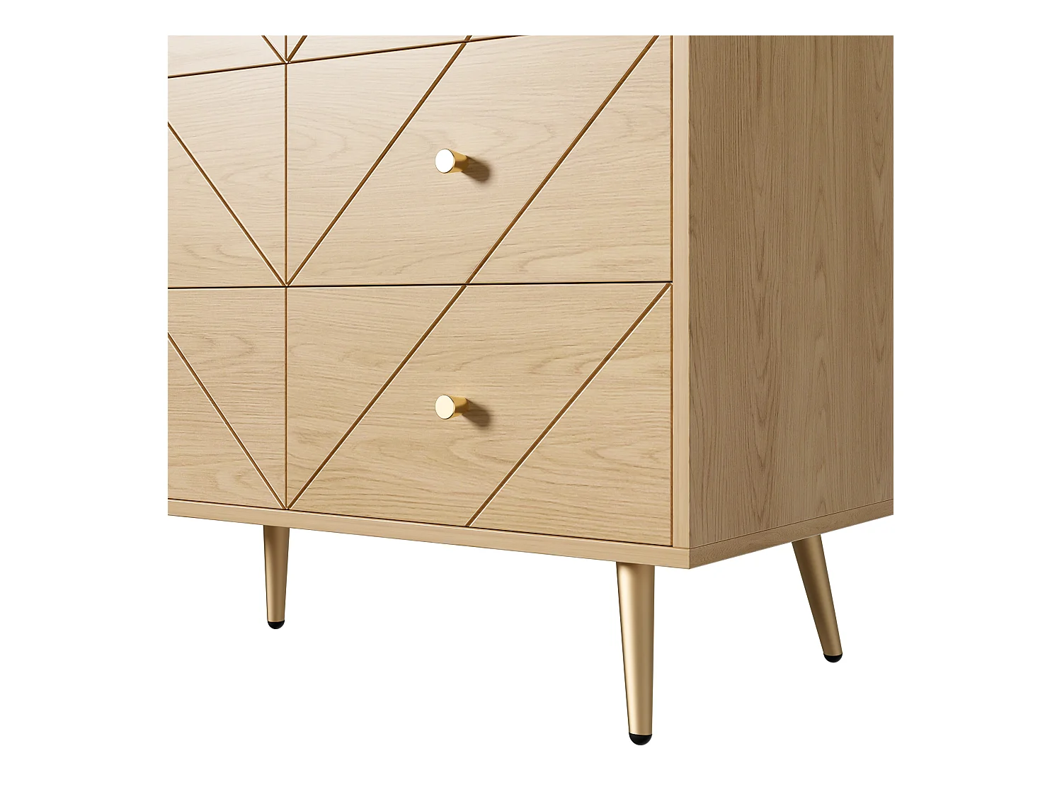 Buffet 120x39x80cm - avec 9 tiroirs - avec pieds en métal - panneaux de particules - Naturel