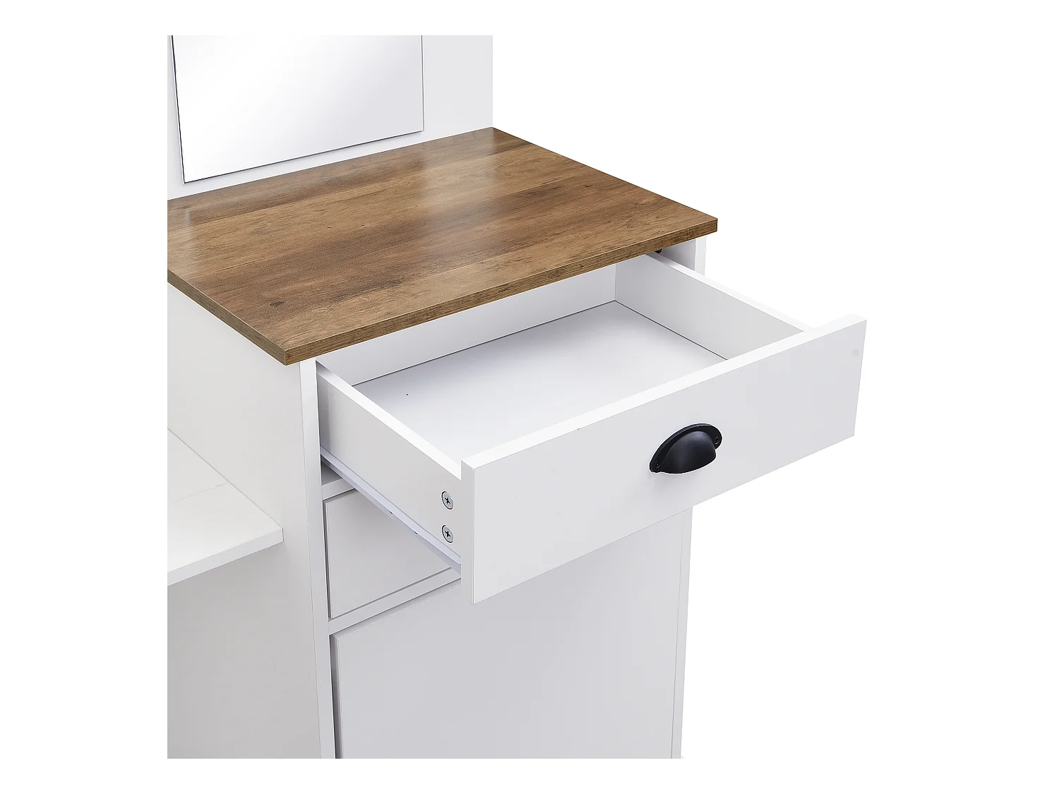 Zestaw wieszakowy do przedpokoju 110.5x38x191 cm - z lustrem i hakami - 2 szuflady i 1 drzwi - z wieszakiem na parasole - Biały