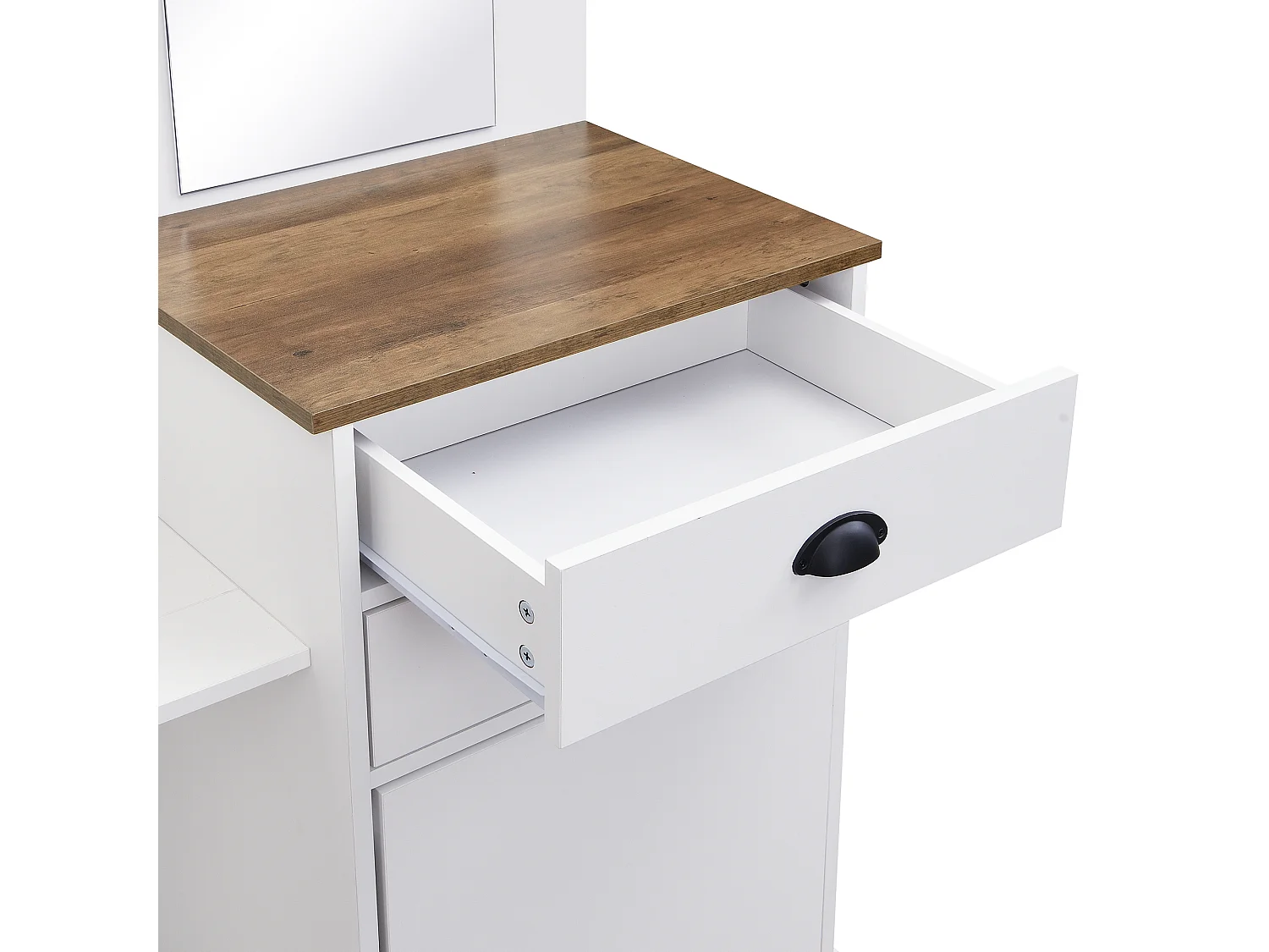 Set guardaroba d'ingresso 110.5x38x191 cm - con specchio e ganci - 2 cassetti e 1 anta - con portacappelli - Bianco