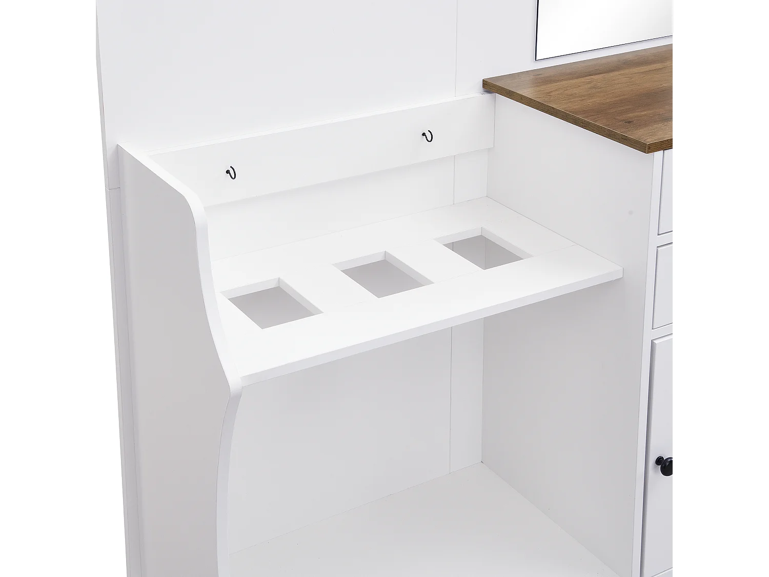 Set guardaroba d'ingresso 110.5x38x191 cm - con specchio e ganci - 2 cassetti e 1 anta - con portacappelli - Bianco