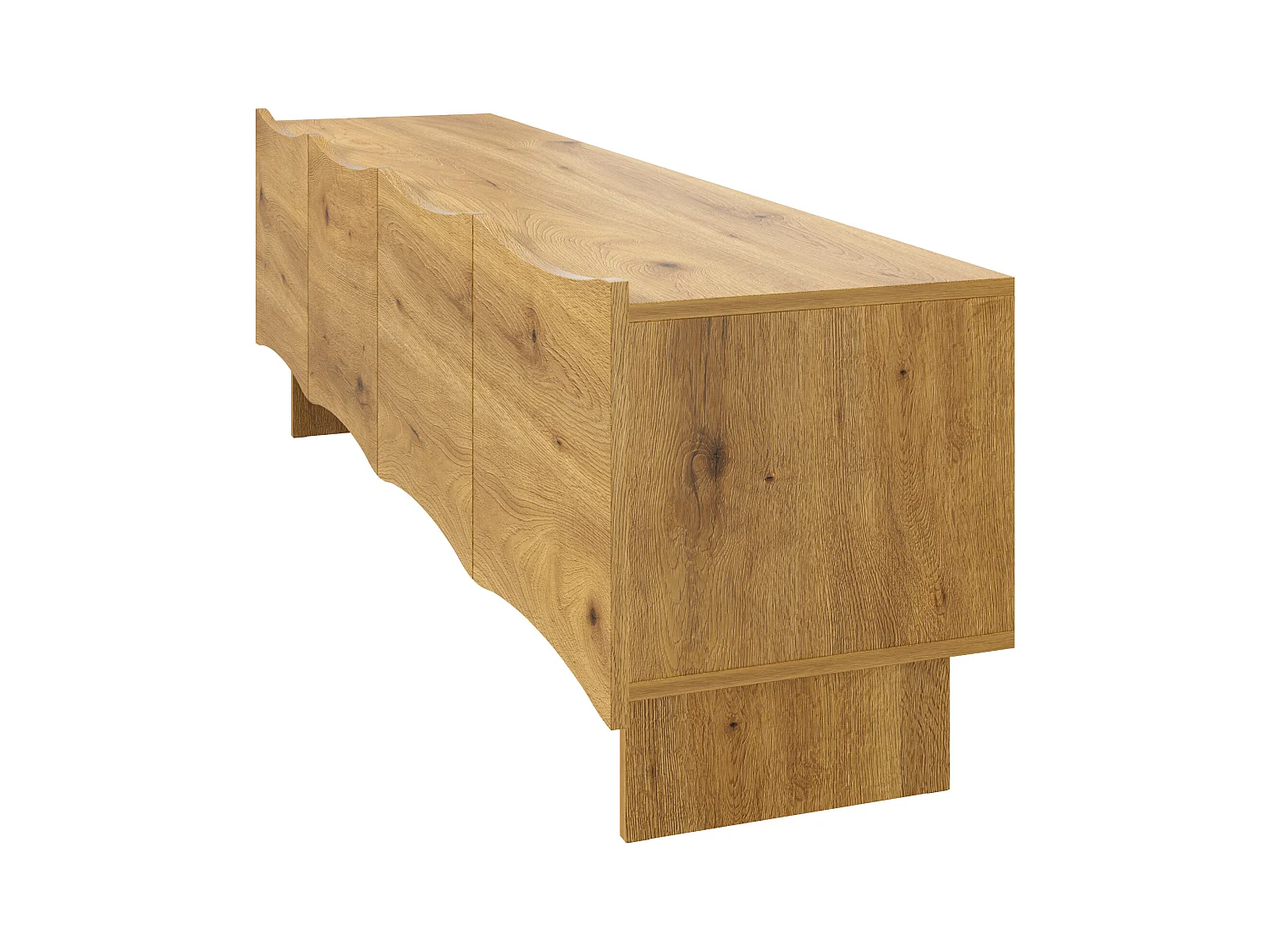 Meuble TV 155x36x47 cm - 4 portes - aspect bois - Panneaux de particules - Naturel