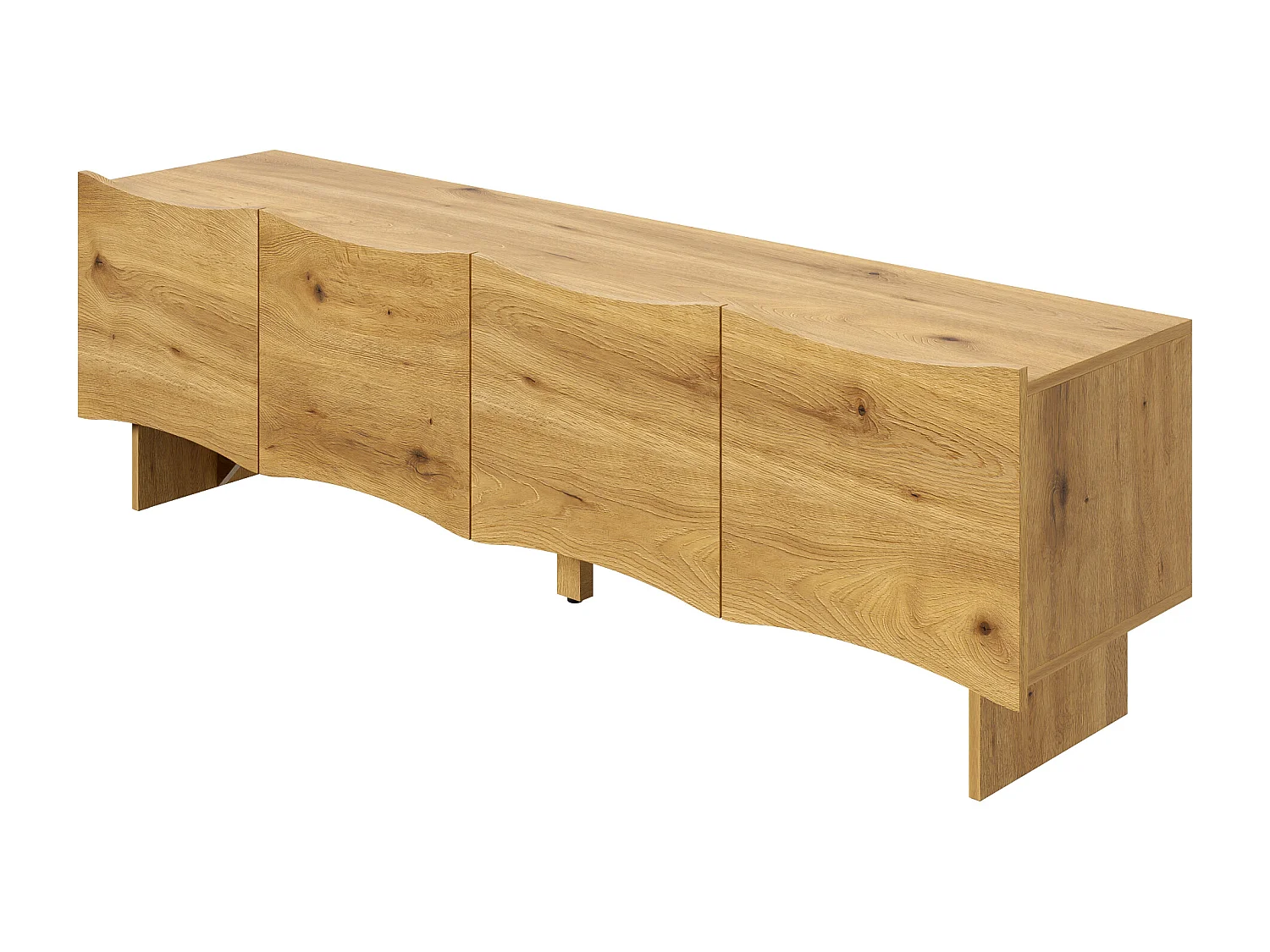 Meble TV 155x36x47 cm - 4 drzwi - wygląd drewna - Płyty wiórowe - Naturalny