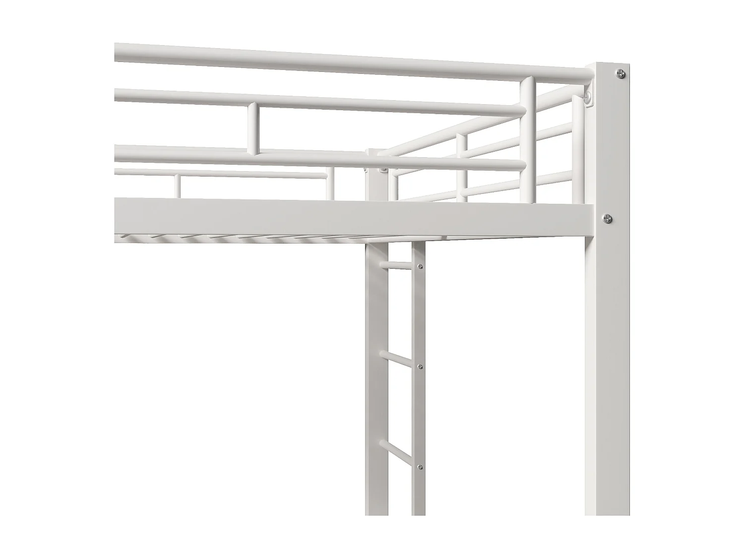 Lit superposé 140x200 cm - avec lit gigogne - Barrières hautes - blanc (matelas non inclus)