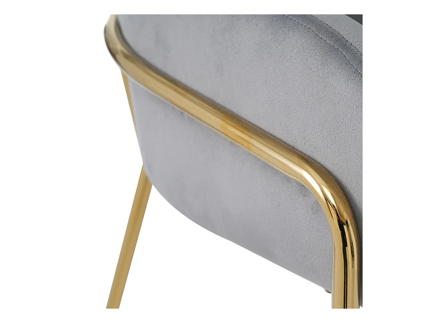 1 chaise de salle à manger en velours gris avec dossier rembourré et pieds en métal doré