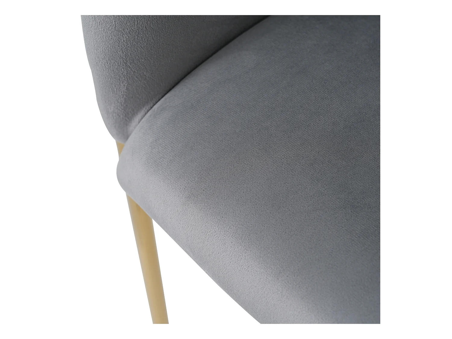 1 chaise de salle à manger en velours gris avec dossier rembourré et pieds en métal doré