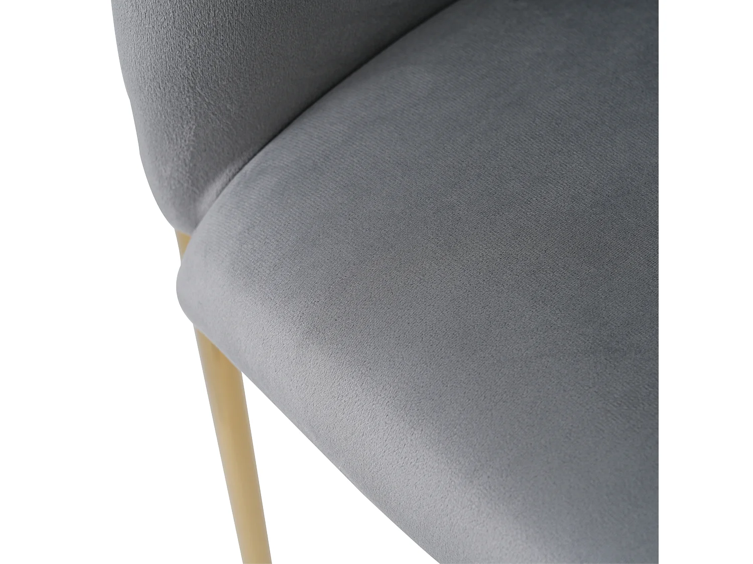 1 chaise de salle à manger en velours gris avec dossier rembourré et pieds en métal doré