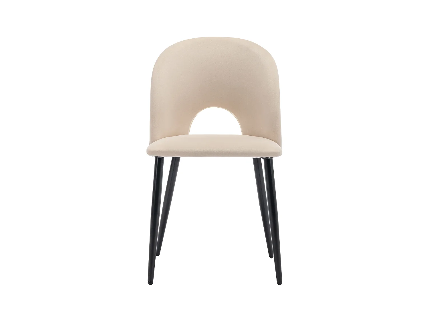 Lot de 2 chaises de salle à manger en velours beige avec dossier et pieds réglables