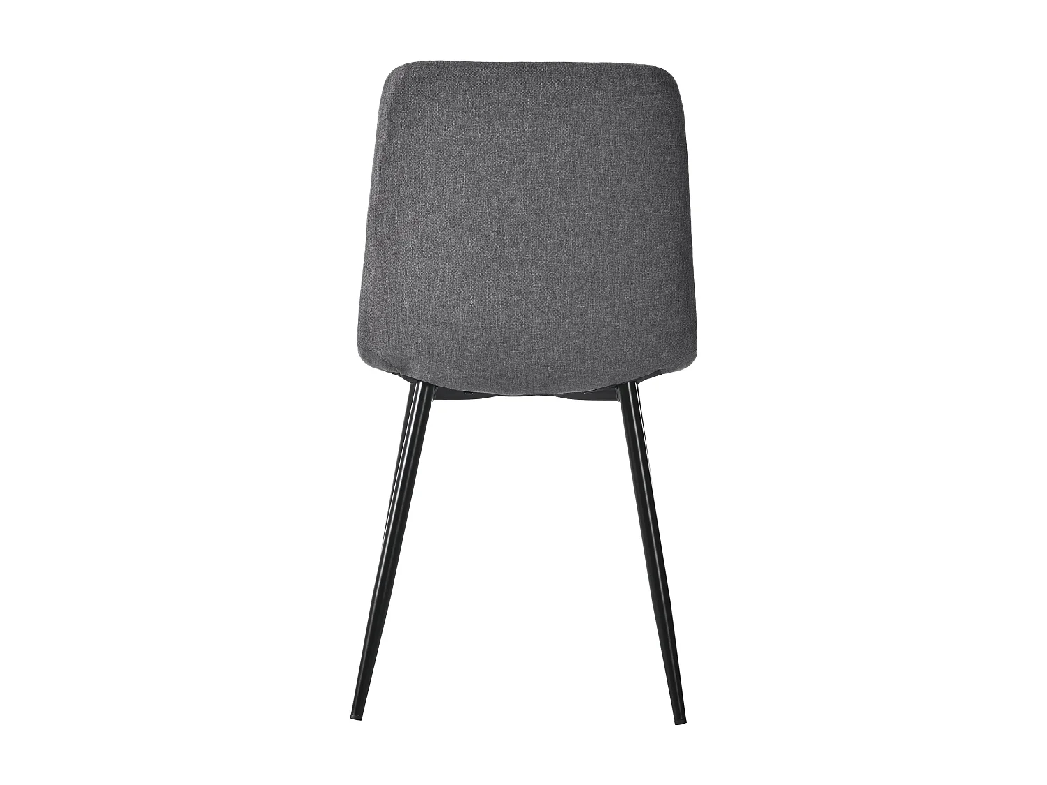 Lot de 4 chaises de salle à manger en lin gris foncé avec dossier rembourré, pieds en métal noir