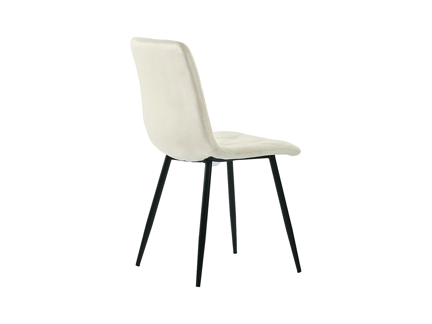 Lot de 4 chaises de salle à manger en velours beige avec dossier rembourré, pieds en métal noir