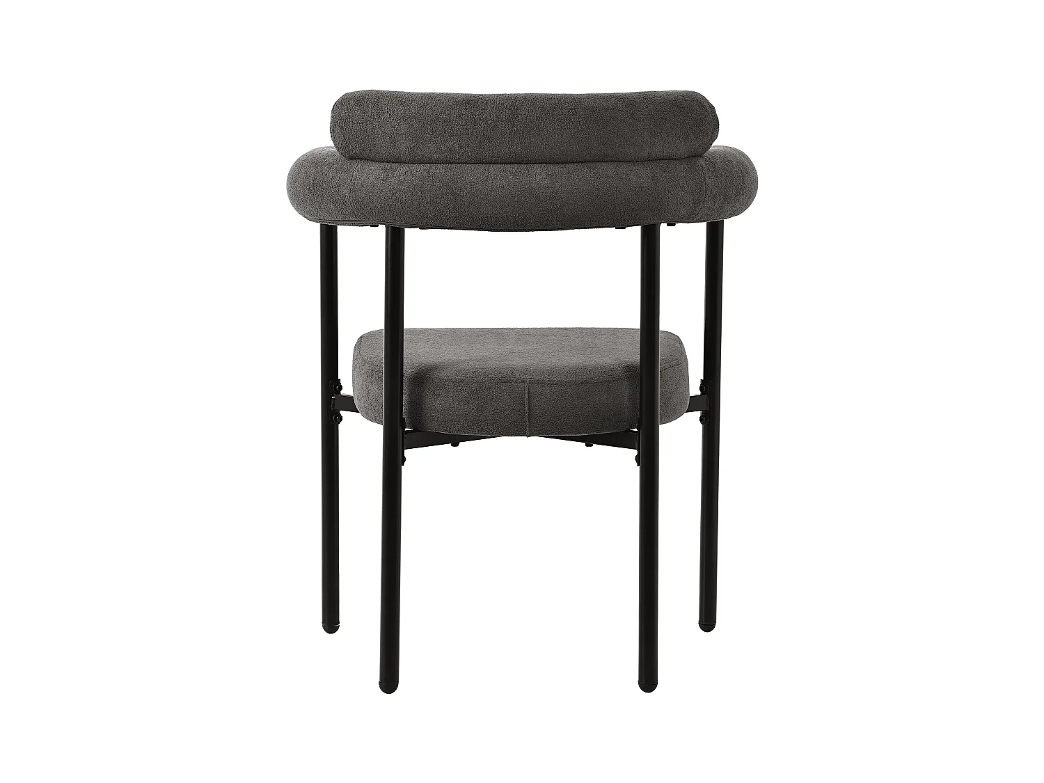 Lot de 2 chaises de salle à manger avec dossier en boucle et accoudoirs - tissu peluche gris foncé