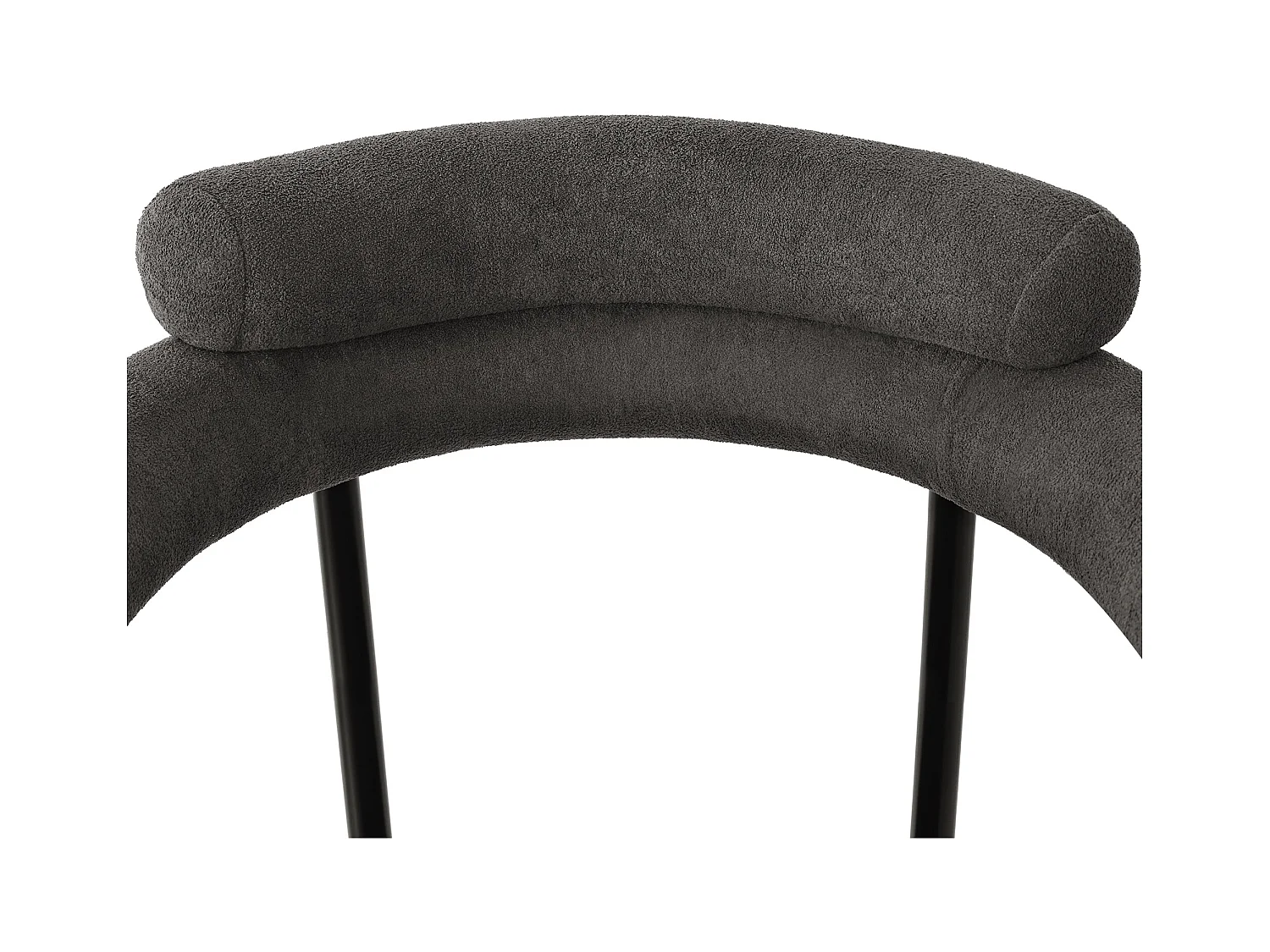 Lot de 2 chaises de salle à manger avec dossier en boucle et accoudoirs - tissu peluche gris foncé