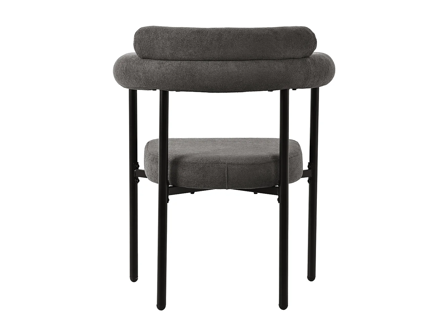 Juego de 2 sillas de comedor con respaldo en aro y reposabrazos - tejido de felpa gris oscuro