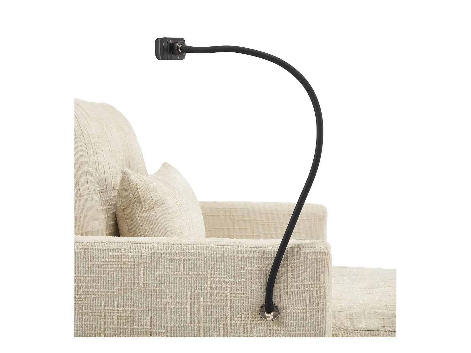 Einzel-Loungesofa mit Stauraum, Seitentaschen und Handyhalter - Chenille beige