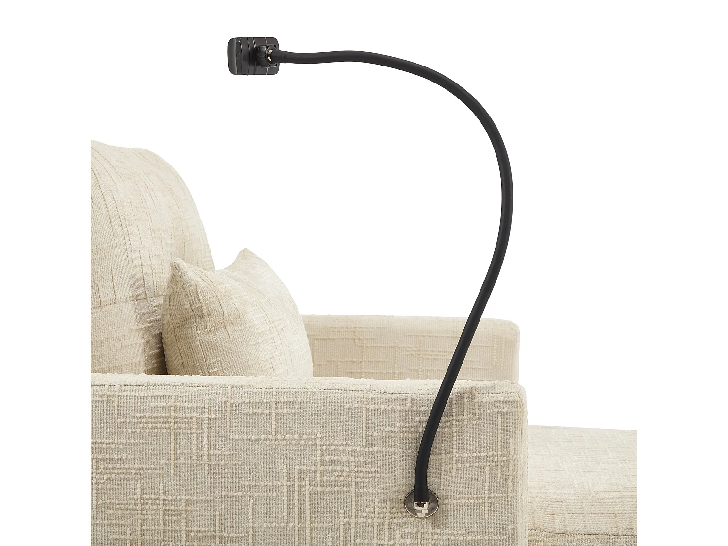 Einzel-Loungesofa mit Stauraum, Seitentaschen und Handyhalter - Chenille beige