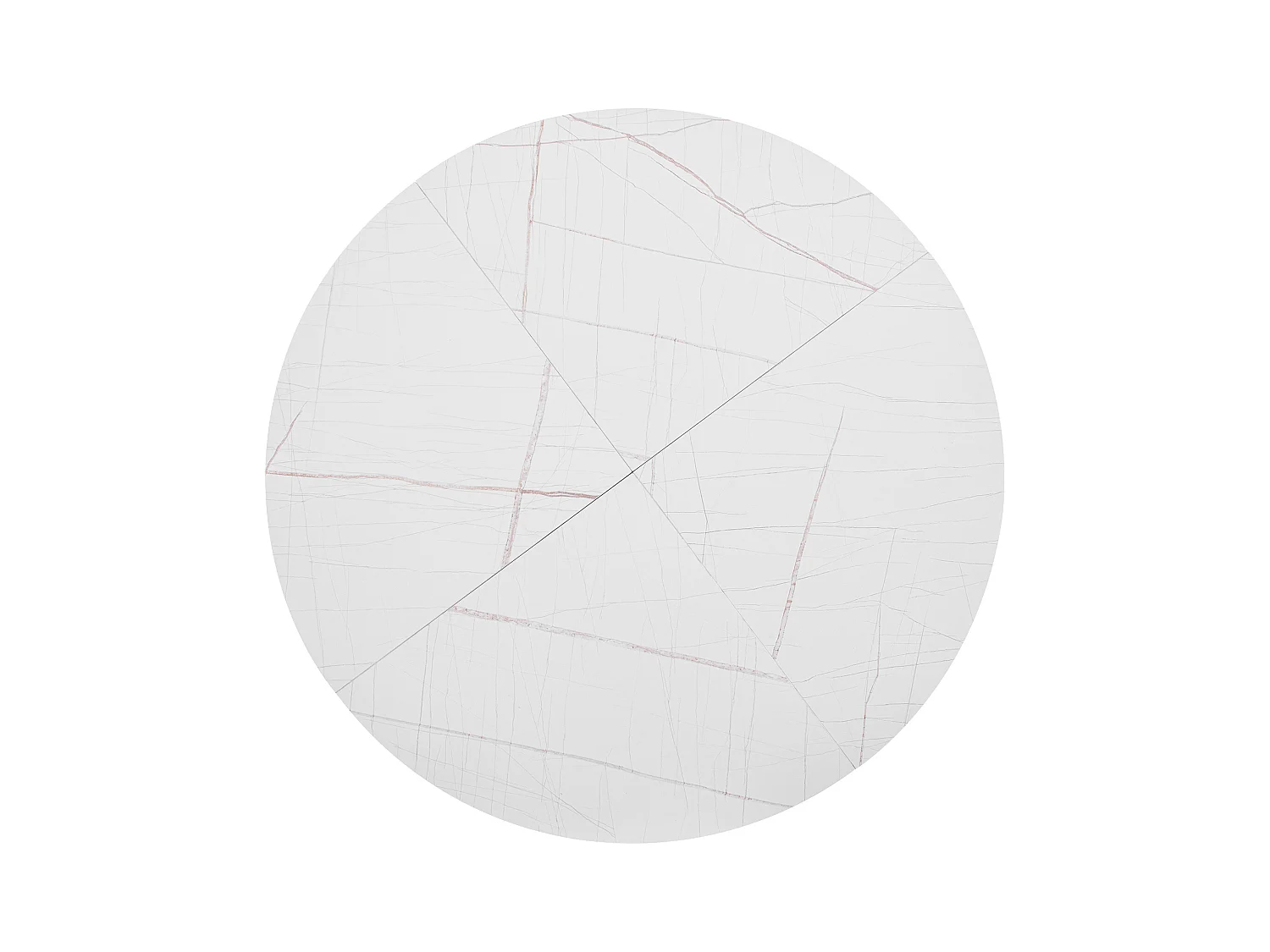 Table à manger ronde blanche avec plateau en MDF effet marbre et structure en métal - pour 2 à 4 personnes