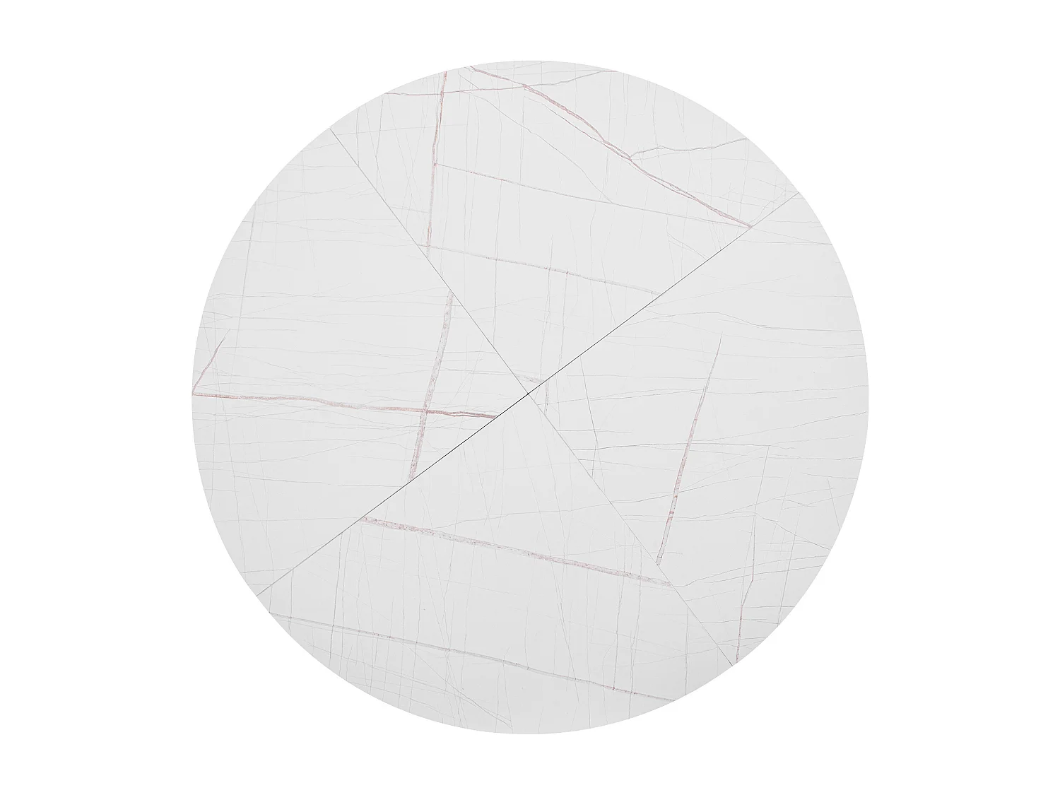 Witte ronde eettafel met MDF-blad in marmerlook en metalen frame - voor 2 tot 4 personen