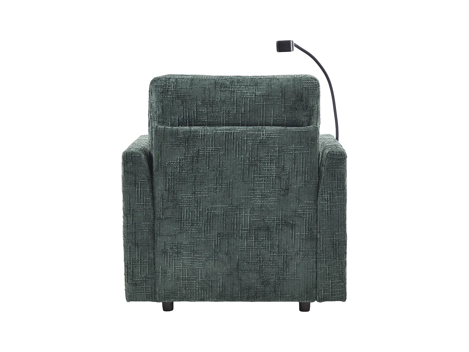 Sofá individual con almacenamiento, bolsillos laterales y soporte para teléfono - chenilla verde oscuro